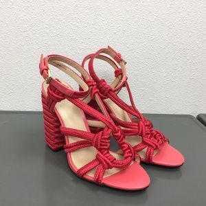 Cabi Coral Red Strappy Slingback Heeled Sandals 7M